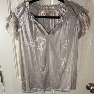 Philosophy Silver Blouse with White Patterns